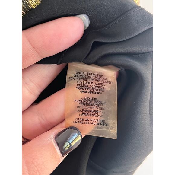 Alice + Olivia Yolanda Brocade High Waisted Mini Skirt Metallic Gold Women's 10 - Picture 6 of 8